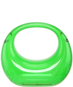 Transparent Round Shape handle Crossbody Bag 7126 GREEN